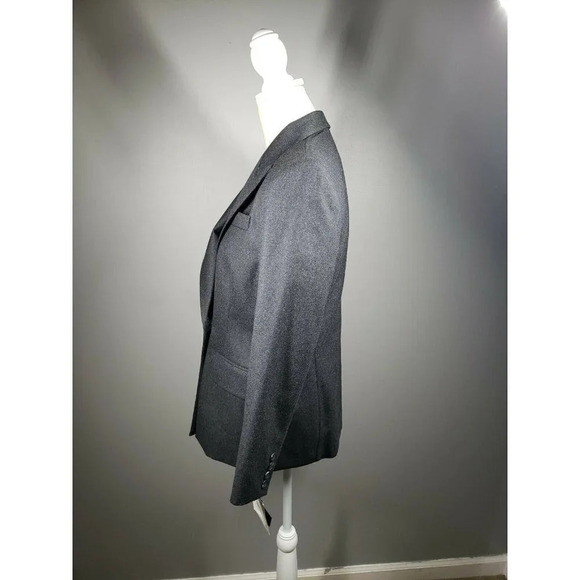 Embassy Row Petites Blazer Size 6P Pure Wool Lined Charcoal Grey - Picture 3 of 4